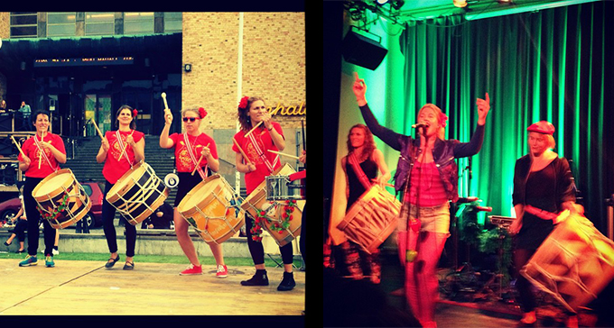 Banden Masangue och As Jinganas uppträder på Världens DRAG! på Kulturhuset den 26 oktober. Foto: Vivianne Meza Montanari och Emma Milder