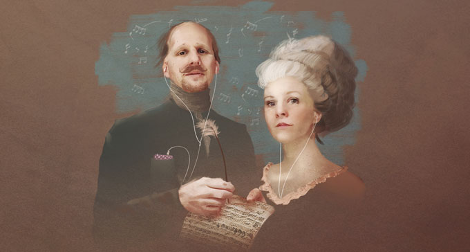 Mattias Lundberg och Esmeralda Moberg är programledare för poddradioserien Den svenska musikhistorien. Bild: Simon Lundgren/Sveriges Radio