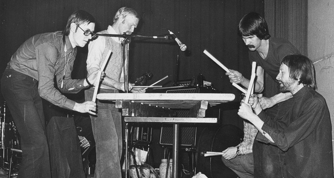 ISKRA, fr vänster, Jörgen Adolfsson, Arvid Uggla, Tuomo Haapala och Sune Spångberg (skymd, Allan Olsson). Foto: Hannu Hagelin