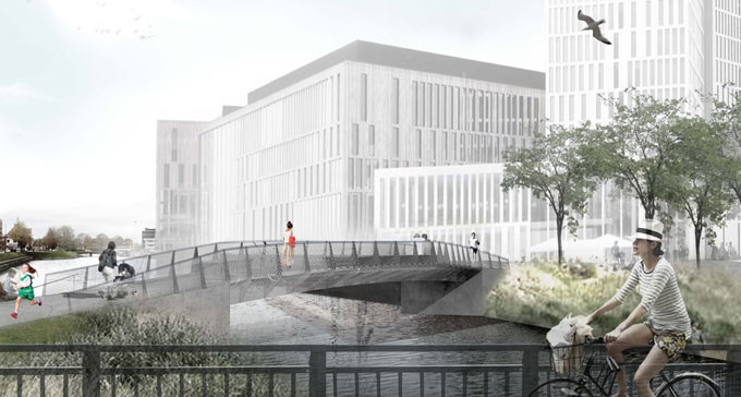 Skiss över gångbron vid Malmö Live. Bild: Malmö Förskönings- och Planteringsförening