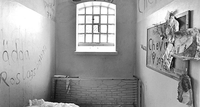 Cell i Centralfängelset "Västra 2", Långholmen. Nordiska museets dokumentation 1975. Fotograf: Nils Blix.