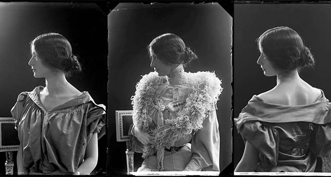 Tre porträtt av Cléo de Mérode